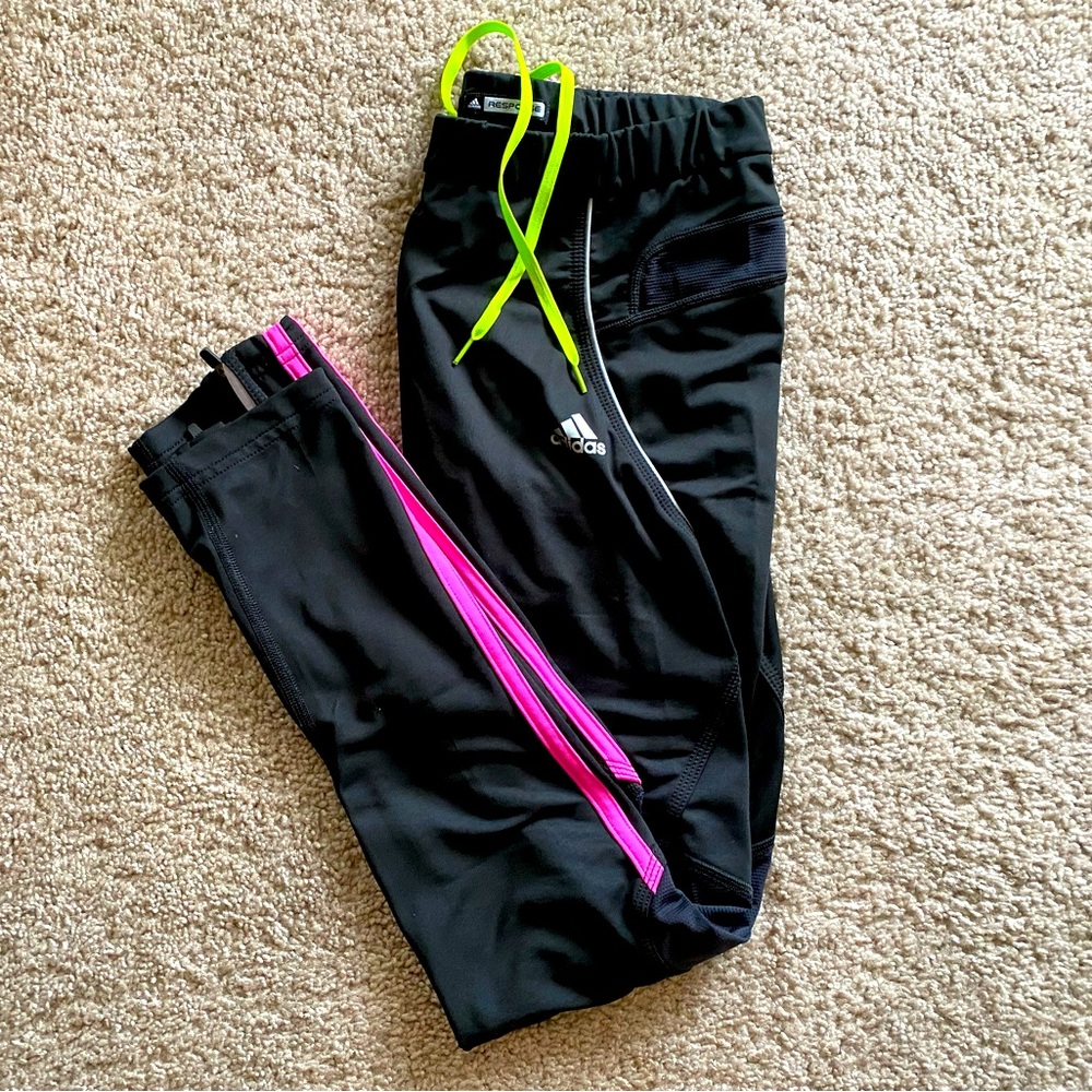 Adidas Response Black Running Tight with Neon Details